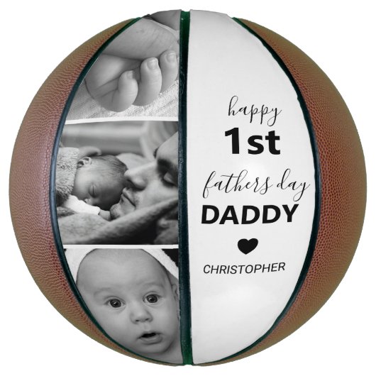 Modern Happy 1st Vathers Day Foto Collage Basketball (Vertikal)