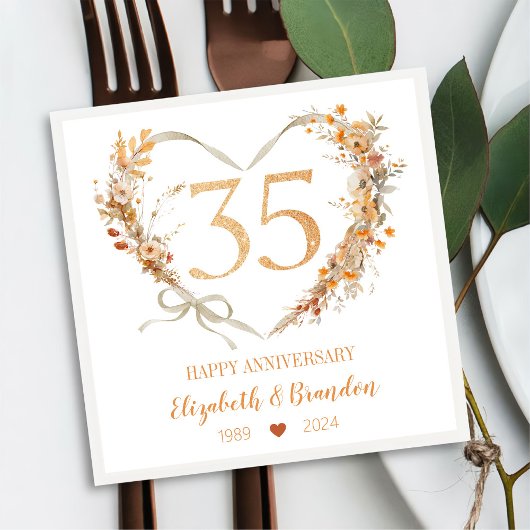 Modern Happy 35-jähriges Jubiläum Hochzeit Napkins Serviette