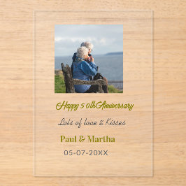 Modern happy 50th anniversary add name date photo acryleinladungen