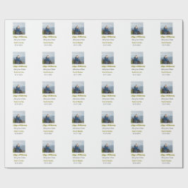 Modern happy 50th anniversary add name date photo geschenkpapier