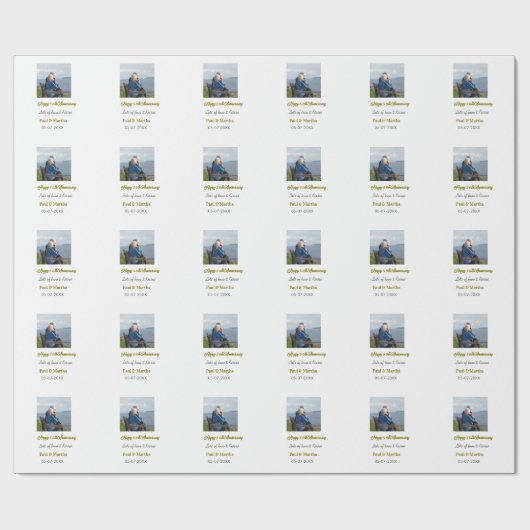 Modern happy 50th anniversary add name date photo  geschenkpapier (Flach)