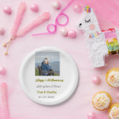 Modern happy 50th anniversary add name date photo  pappteller (Party)