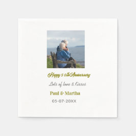 Modern happy 50th anniversary add name date photo serviette