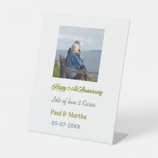 Modern happy 50th anniversary add name date photo  sockelschild (Vorderseite)
