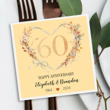 Modern Happy 60. Jubiläum Hochzeit Napkins