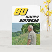 Modern Happy 80. Geburtstag Foto Karte (Gelbe Blume)