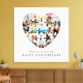 Modern Happy Anniversary Heart Puzzle Collage Leinwanddruck (Insitu (Wohnzimmer))