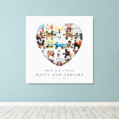 Modern Happy Anniversary Heart Puzzle Collage Leinwanddruck (Insitu (Holzboden))
