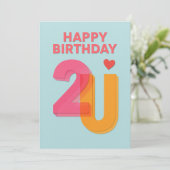 Modern Happy Birthday 2U Design Geburtstagskarte (Stehend Vorderseite)