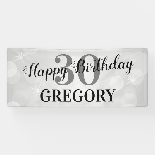 Modern Happy Birthday | Alter und Name Banner (Horizontal)