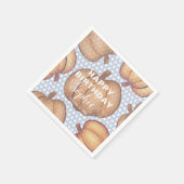 Modern Happy Birthday Blue & Orange Pumpkin Party Serviette (Ecke)