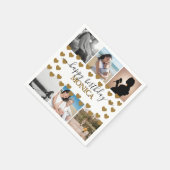 Modern Happy Birthday Foto Collage Name Script Serviette (Ecke)