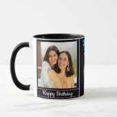 Modern Happy Birthday Foto und Name Tasse (Links)