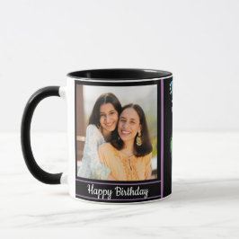 Modern Happy Birthday Foto und Name Tasse