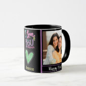 Modern Happy Birthday Foto und Name Tasse (VorderseiteRechts)