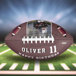 Modern Happy Birthday Name Age Foto Football<br><div class="desc">Modern Happy Birthday Name Age Foto Football. Geburtstagsfußball mit Happy Geburtstagstext,  individuelle Name,  Alter,  Jahr und Foto. Zwei Fußballbälle stehen auf beiden Seiten. Passen Sie die Altersnummer,  den Namen und das Foto an. Ein tolles Geburtstagsgeschenk für einen Fußballspieler oder einen Fan.</div>