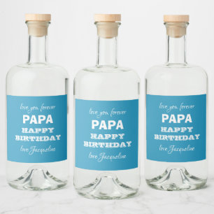 Modern Happy Birthday PAPA Personalisierter Vater Alkoholflaschenetikett