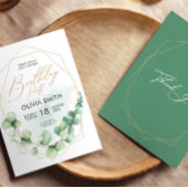 Modern Happy Birthday Party Eukalyptus Greenery Einladung