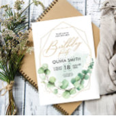 Modern Happy Birthday Party Eukalyptus Greenery Einladung