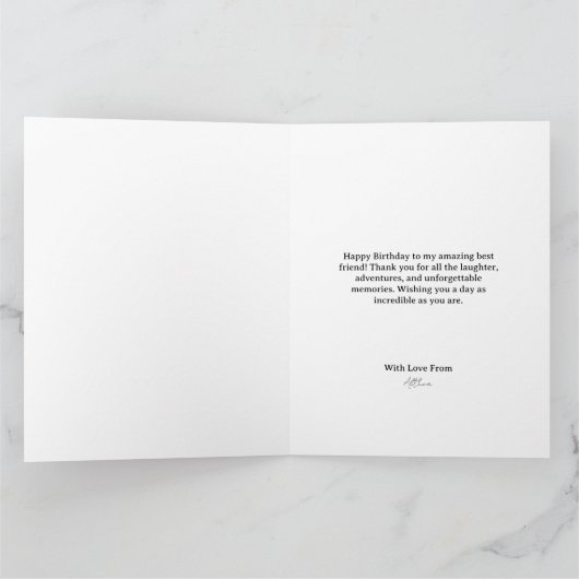 Modern Happy Birthday Pastel Bestie Photo & Name Karte (Innenseite)