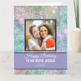 Modern Happy Birthday Pastel Bestie Photo & Name  Karte