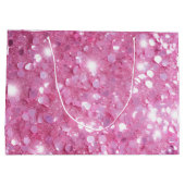 Modern Happy Birthday Pink Glitzer Große Geschenktüte (Rückseite)
