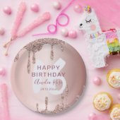 Modern Happy Birthday Rose Gold Glitzer Pappteller (Party)