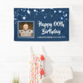 Modern HAPPY # Birthday Stars Foto Name Blau Banner (Insitu)