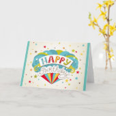 Modern Happy Birthday Stars Karte (Gelbe Blume)
