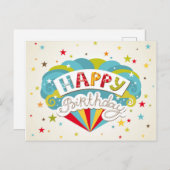 Modern Happy Birthday Stars Postkarte (Vorne/Hinten)