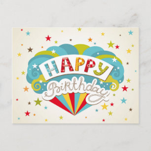 Modern Happy Birthday Stars Postkarte