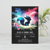 Modern Happy Cat Birthday Einladung (Stehend Vorderseite)