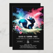 Modern Happy Cat Birthday Einladung (Vorne/Hinten)