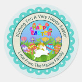 Modern Happy Easter Bunny I 3D Easter Egg Design Runder Aufkleber (Vorderseite)