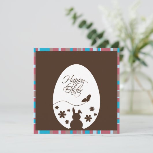 Modern Happy Easter Chocolate Brown Einladung (Stehend Vorderseite)