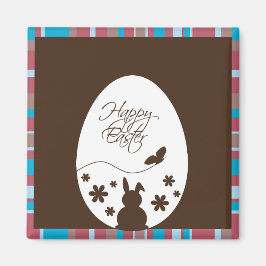 Modern Happy Easter Chocolate Brown Magnet