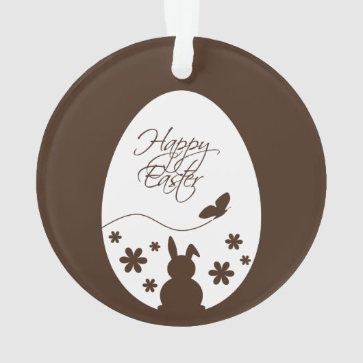 Modern Happy Easter Chocolate Brown Ornament (Rückseite)