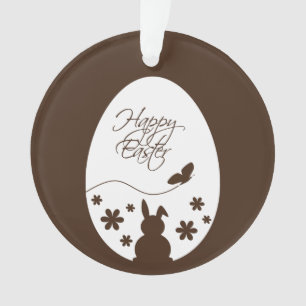 Modern Happy Easter Chocolate Brown Ornament