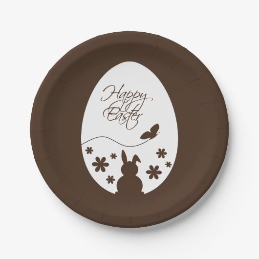 Modern Happy Easter Chocolate Brown Pappteller (Vorderseite)