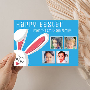 Modern Happy Easter Cute Bunny Photo Collage Feiertagskarte