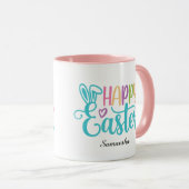 Modern Happy Easter Typography Customizable Name Tasse (VorderseiteRechts)