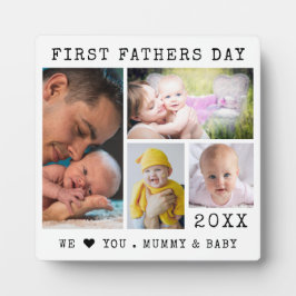 Modern Happy First Vatertag 4 FotoCollage Fotoplatte