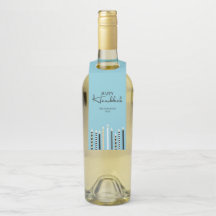 Modern Happy Hanukkah Candle Flasche Hanger Tags