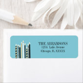 Modern Happy Hanukkah Candle Holiday Address Label (Insitu)