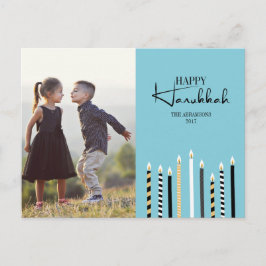 Modern Happy Hanukkah Candles Foto Postkarte