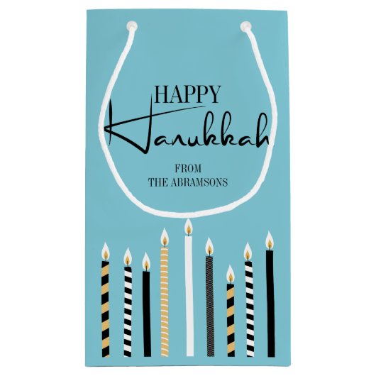 Modern Happy Hanukkah Candles Holiday Geschenktasc Kleine Geschenktüte (Rückseite)
