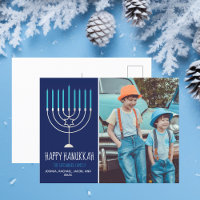 Modern Happy Hanukkah Familie Foto Blue