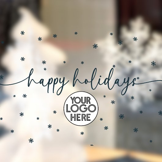 Modern Happy Holidays Business Logo Snowflake Fensteraufkleber