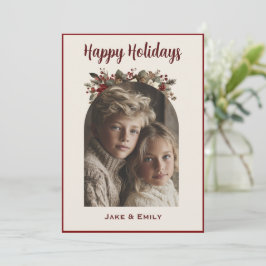 Modern Happy Holidays Family Photo Card  Feiertagskarte