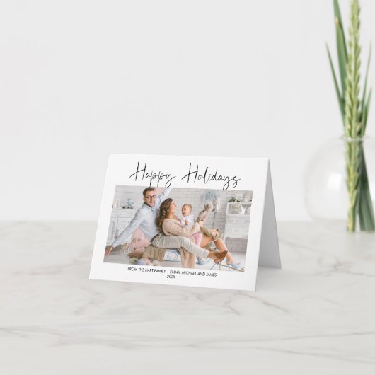Modern Happy Holidays Foto Weihnachtskarte Karte (Vorderseite)